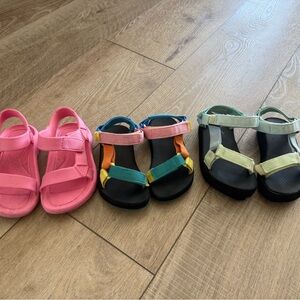 3 pairs Teva Pink and Green Sport Sandals